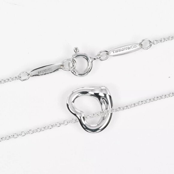 TIFFANY&Co. Open heart Necklace 0.4" model Silver925 2.1g Women - Picture 5 of 6